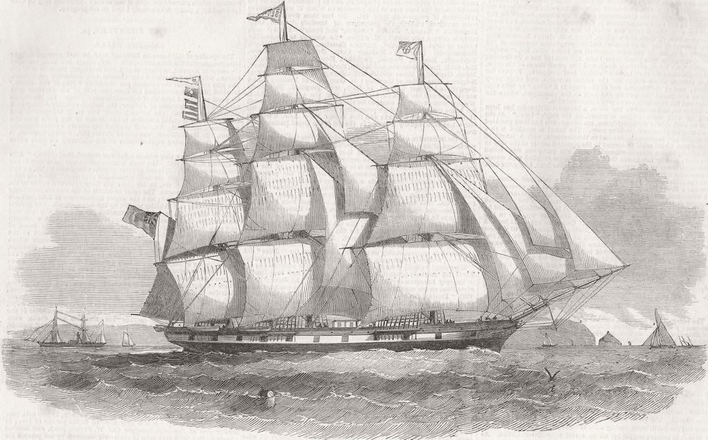 AUSTRALIA. New Australian emigrant ship Ben Nevis 1852 old antique print